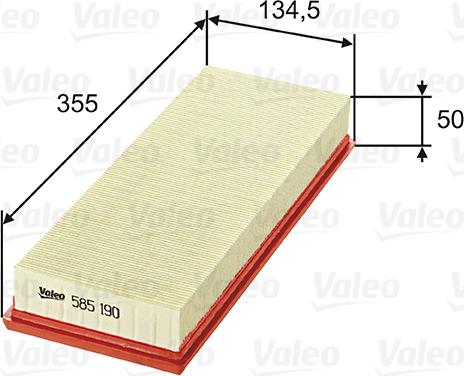 Valeo 585190 - Vzduchový filter parts5.com