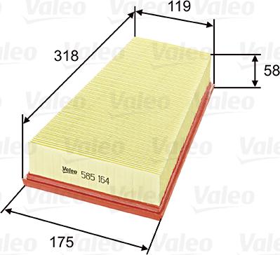 Valeo 585164 - Воздушный фильтр parts5.com