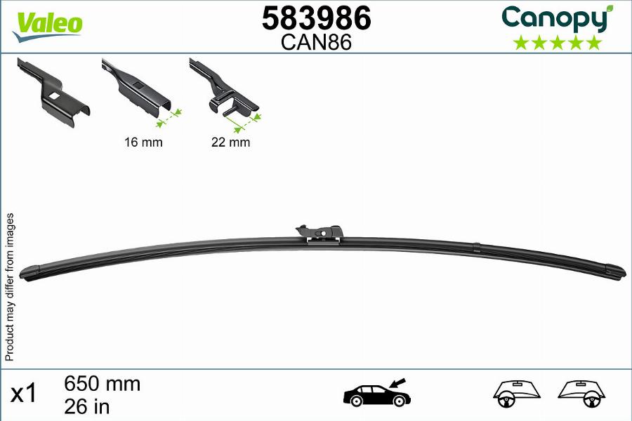 Valeo 583986 - Metlica brisalnika stekel parts5.com