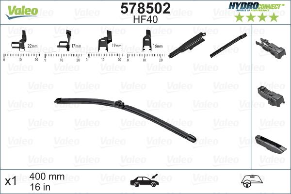 Valeo 578502 - Wiper Blade parts5.com