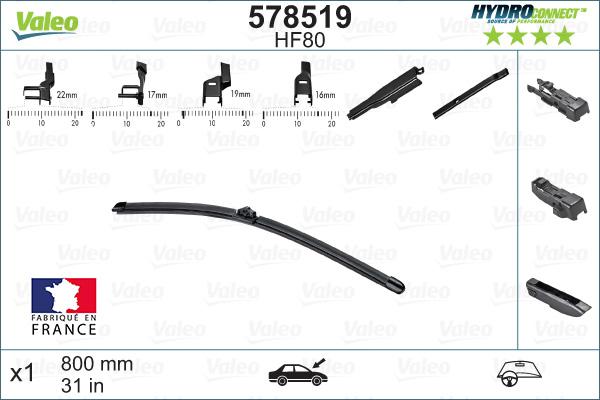 Valeo 578519 - Wiper Blade parts5.com