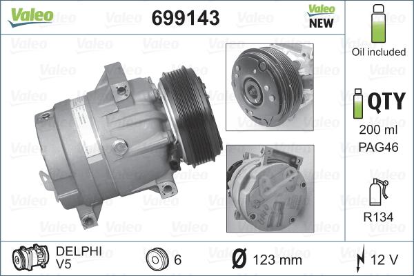 Valeo 699143 - Kompresor, klima-uređaj parts5.com