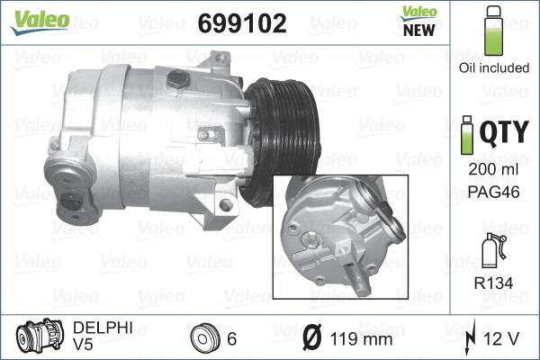 Valeo 699102 - Kompresszor, klíma parts5.com