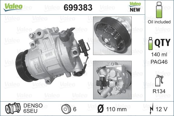 Valeo 699383 - Kompresor, klimatyzacja parts5.com