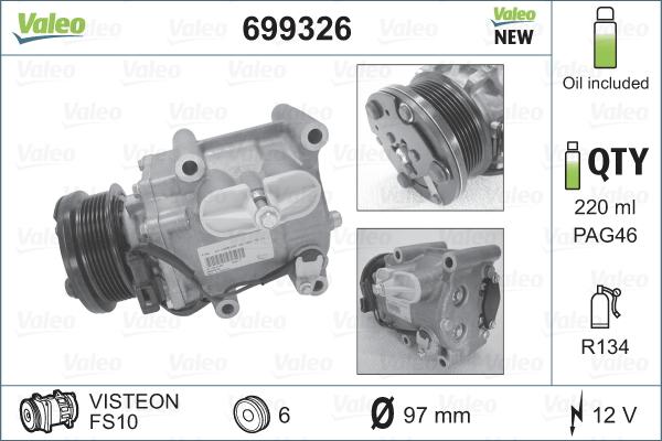 Valeo 699326 - Kompresor, klimatyzacja parts5.com