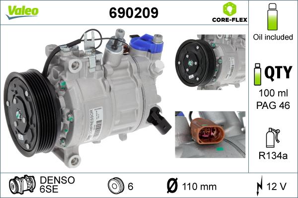 Valeo 690209 - Kompressor,kliimaseade parts5.com