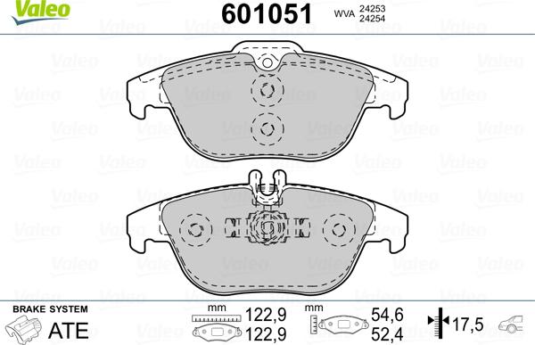 Valeo 601051 - Σετ τακάκια, δισκόφρενα parts5.com