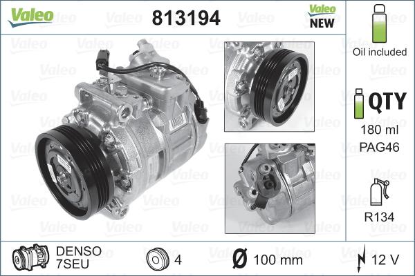 Valeo 813194 - Compressor, air conditioning parts5.com