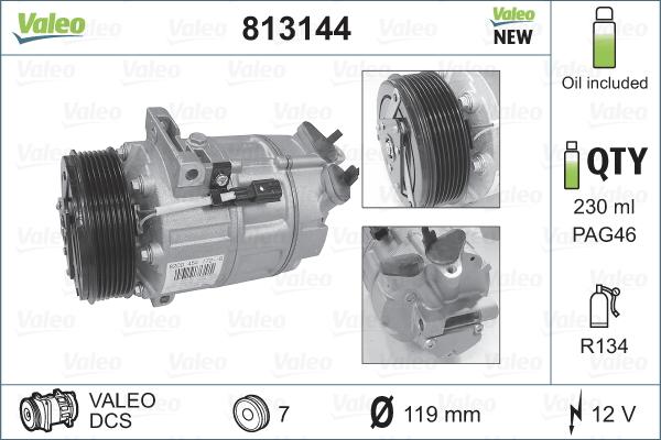 Valeo 813144 - Kompresor, klima-uređaj parts5.com