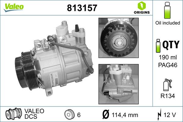 Valeo 813157 - Συμπιεστής, συστ. κλιματισμού parts5.com