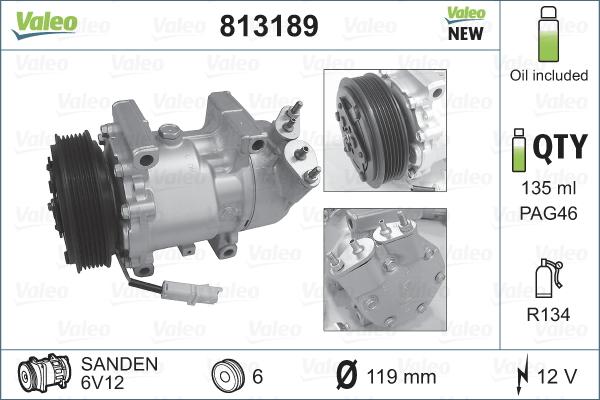 Valeo 813189 - Kompresor, klimatyzacja parts5.com