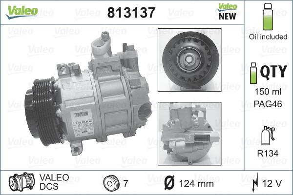 Valeo 813137 - Kompresor, klimatizace parts5.com