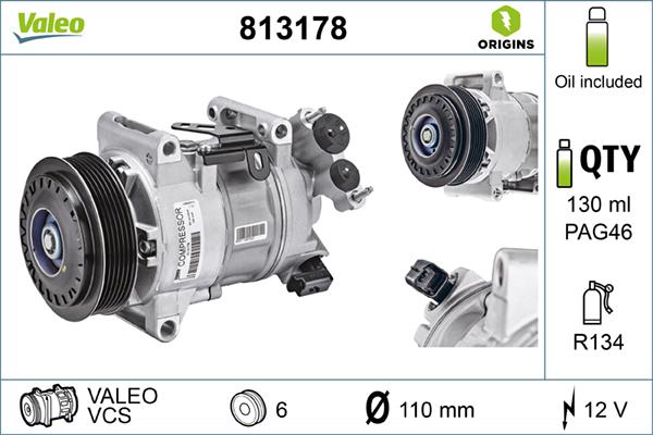 Valeo 813178 - Compressor, air conditioning parts5.com