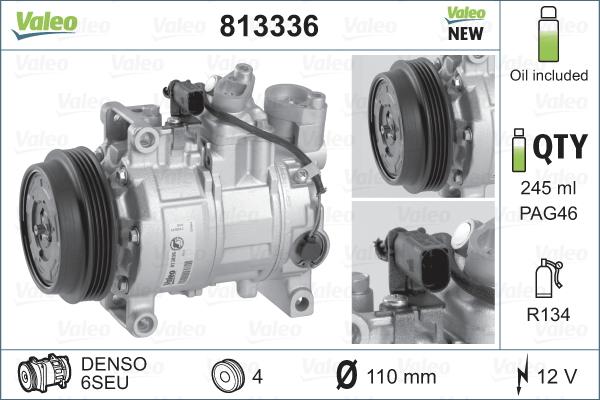 Valeo 813336 - Kompresor, klima-uređaj parts5.com