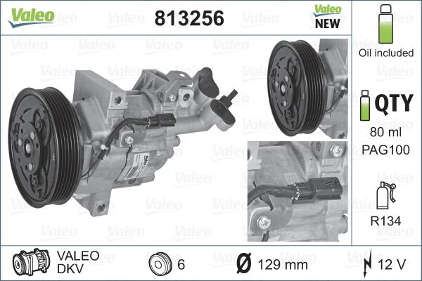 Valeo 813256 - Kompresor, klimatizace parts5.com