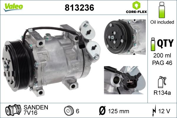 Valeo 813236 - Compressor, air conditioning parts5.com