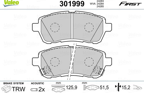 Valeo 301999 - Set placute frana,frana disc parts5.com