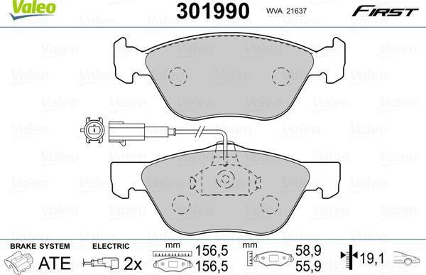 Valeo 301990 - Set placute frana,frana disc parts5.com