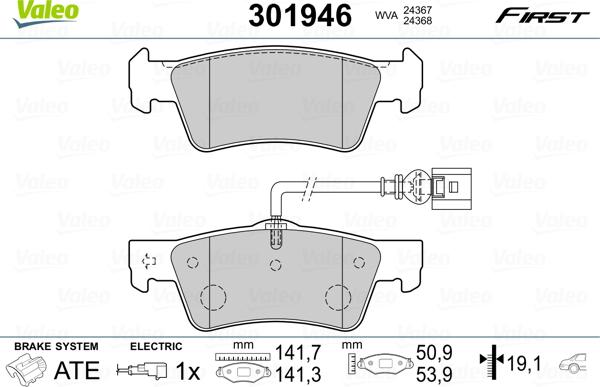 Valeo 301946 - Brake Pad Set, disc brake parts5.com