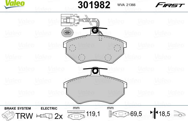 Valeo 301982 - Set placute frana,frana disc parts5.com