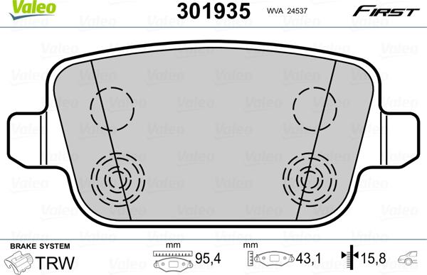 Valeo 301935 - Bremsbelagsatz, Scheibenbremse parts5.com