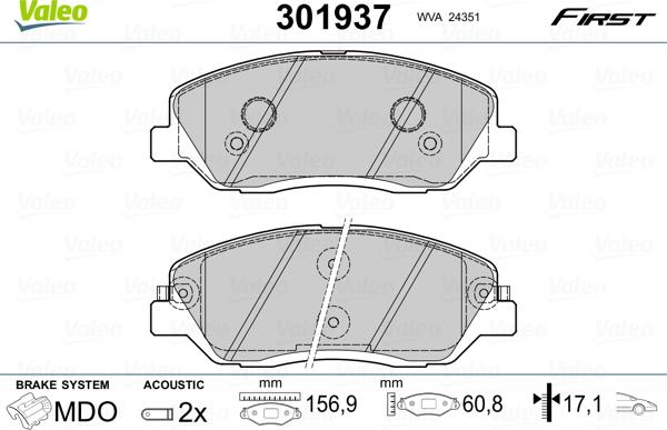 Valeo 301937 - Set placute frana,frana disc parts5.com