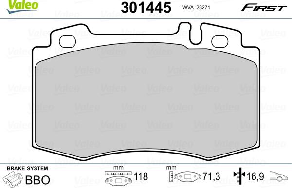 Valeo 301445 - Σετ τακάκια, δισκόφρενα parts5.com