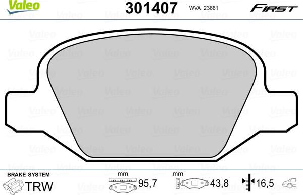 Valeo 301407 - Set placute frana,frana disc parts5.com