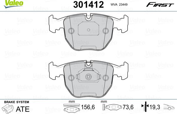 Valeo 301412 - Set placute frana,frana disc parts5.com