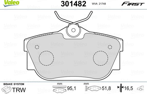 Valeo 301482 - Set placute frana,frana disc parts5.com