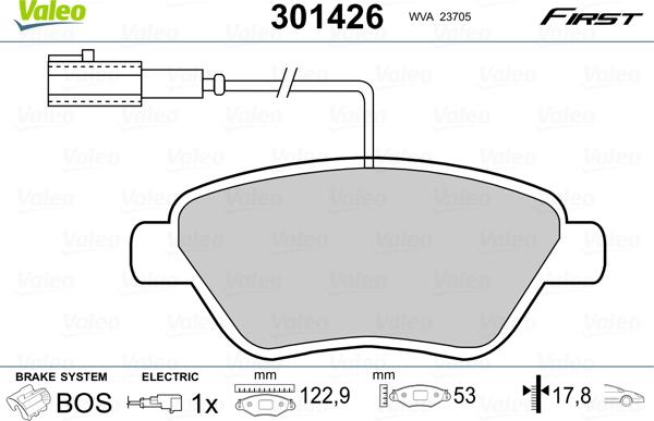 Valeo 301426 - Brake Pad Set, disc brake parts5.com