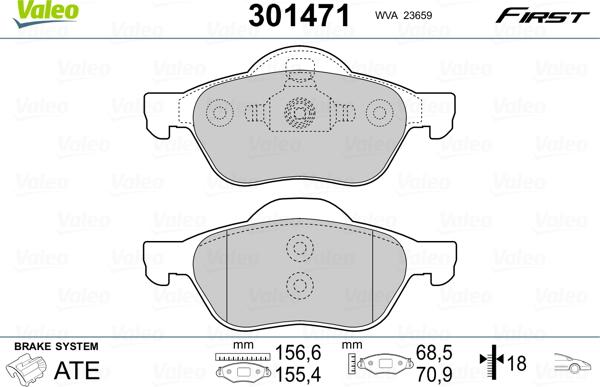 Valeo 301471 - Komplet kočnih obloga, disk kočnica parts5.com