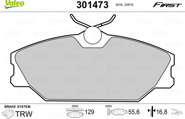 Valeo 301473 - Bremsbelagsatz, Scheibenbremse parts5.com