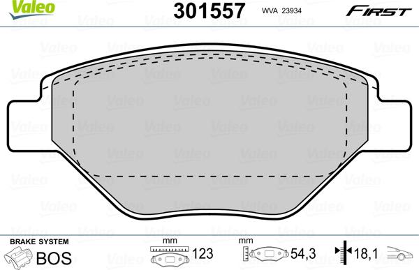 Valeo 301557 - Komplet kočnih obloga, disk kočnica parts5.com