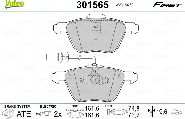 Valeo 301565 - Set placute frana,frana disc parts5.com