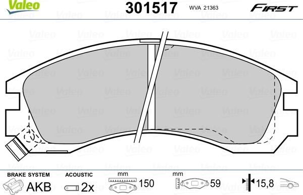 Valeo 301517 - Set placute frana,frana disc parts5.com