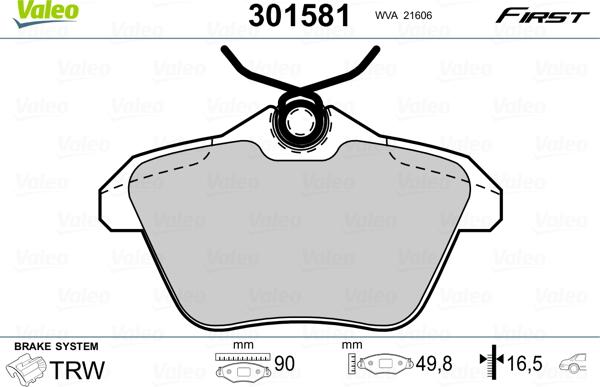 Valeo 301581 - Brake Pad Set, disc brake parts5.com