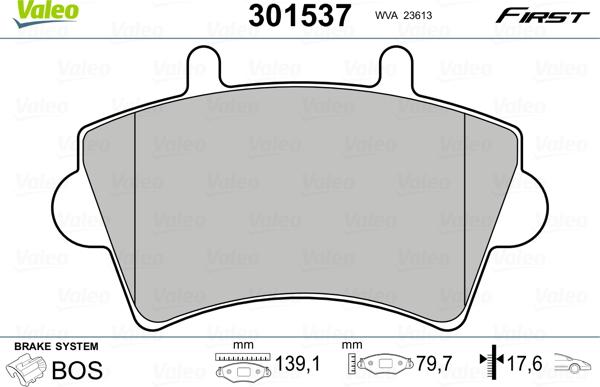 Valeo 301537 - Bremsbelagsatz, Scheibenbremse parts5.com