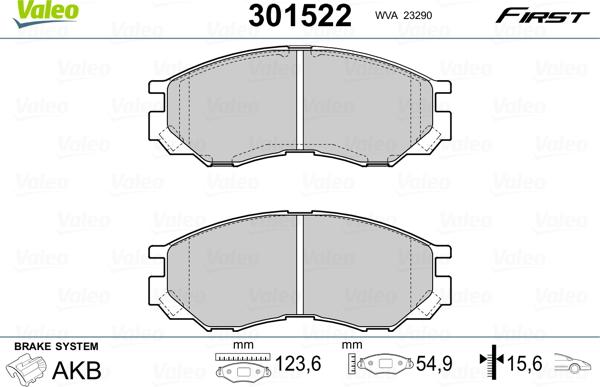 Valeo 301522 - Brake Pad Set, disc brake parts5.com