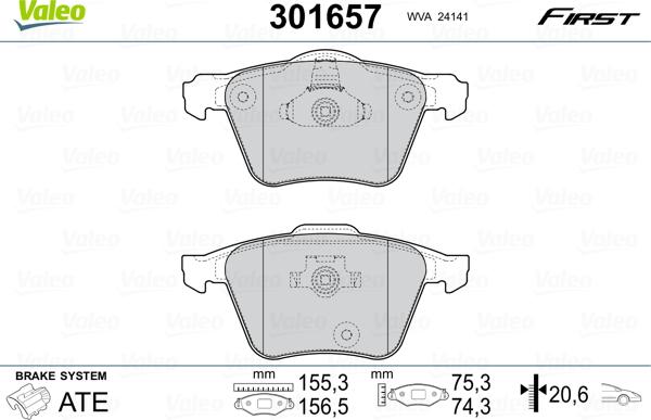 Valeo 301657 - Set placute frana,frana disc parts5.com