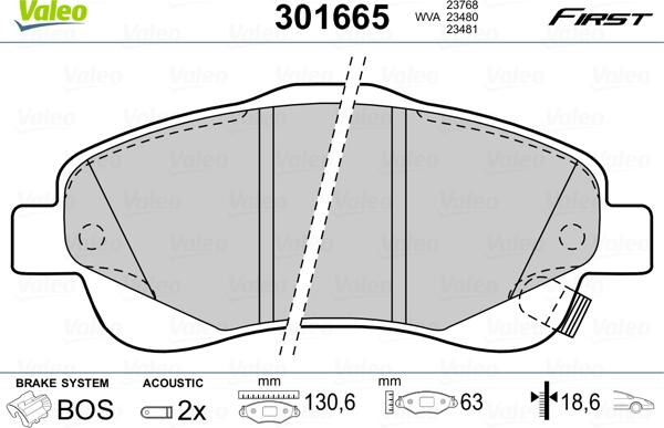 Valeo 301665 - Jarrupala, levyjarru parts5.com