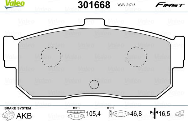 Valeo 301668 - Brake Pad Set, disc brake parts5.com