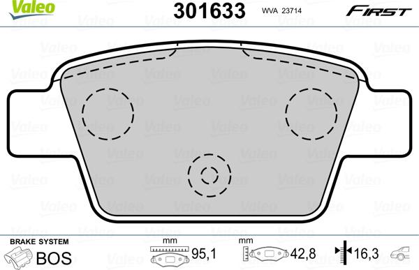 Valeo 301633 - Σετ τακάκια, δισκόφρενα parts5.com