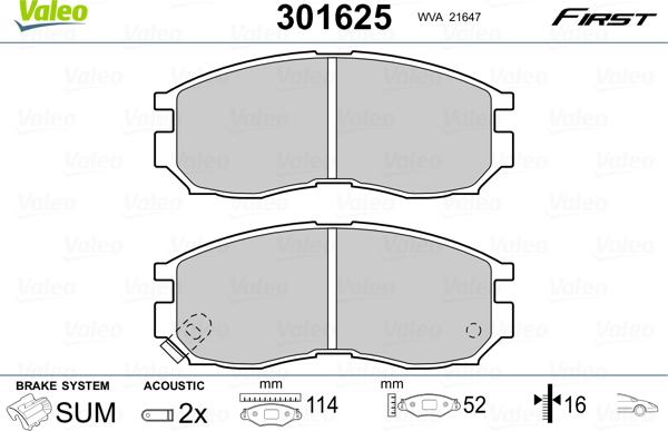 Valeo 301625 - Brake Pad Set, disc brake parts5.com