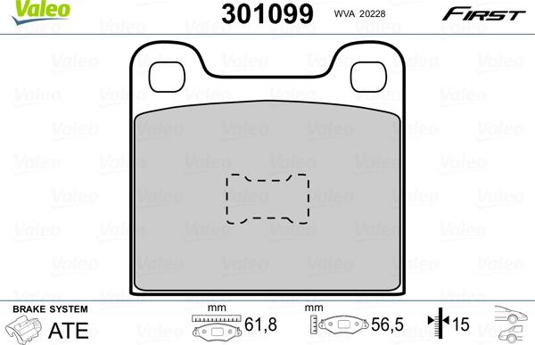 Valeo 301099 - Juego de pastillas de freno parts5.com