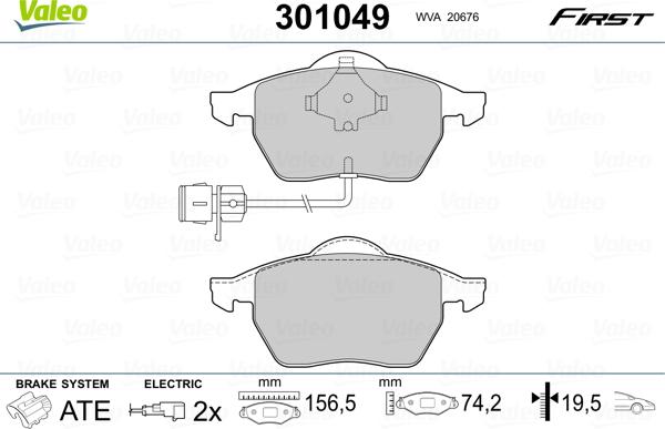 Valeo 301049 - Σετ τακάκια, δισκόφρενα parts5.com