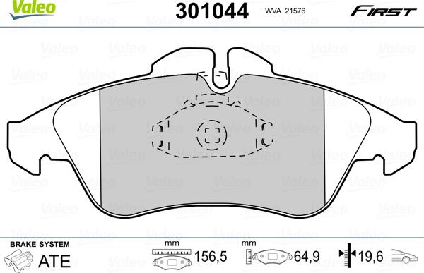 Valeo 301044 - Juego de pastillas de freno parts5.com