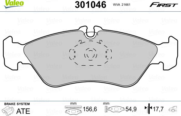 Valeo 301046 - Juego de pastillas de freno parts5.com