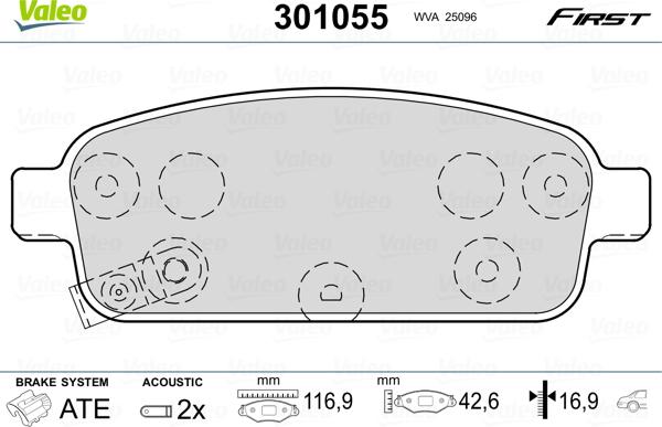 Valeo 301055 - Brake Pad Set, disc brake parts5.com