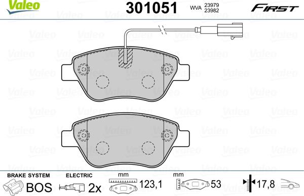 Valeo 301051 - Brake Pad Set, disc brake parts5.com